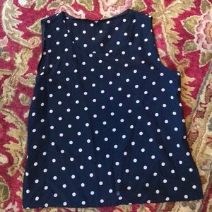 Black silk tank with tan polka dots